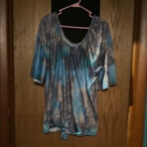 Women's Blue Tie-Dye Top